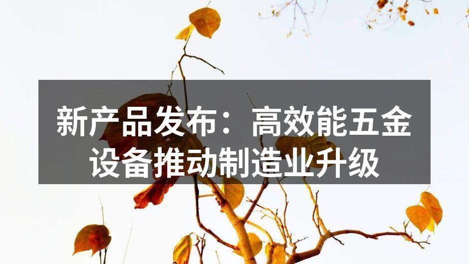 新产品发布:高效能五金设备推动制造业升级